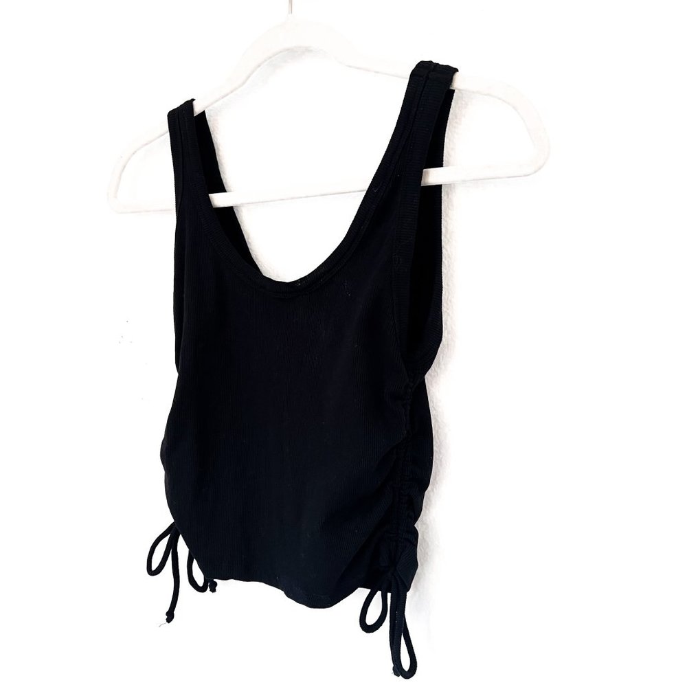NWT zara black cinched top w/ribbed texture - Picture 3 of 4